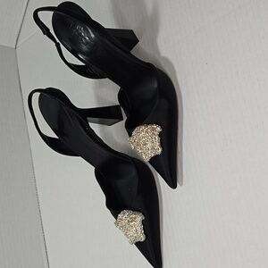 Versace La Medusa Satin Slingback Pump Women's
